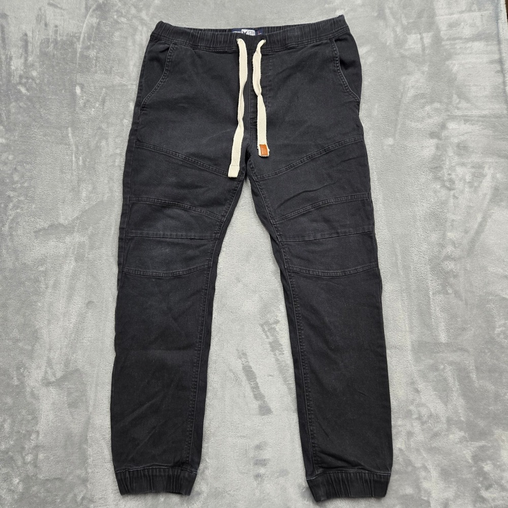Company Eighty One Mens Size Large 34W Black Moto Twill Jogger Pants Drawstring